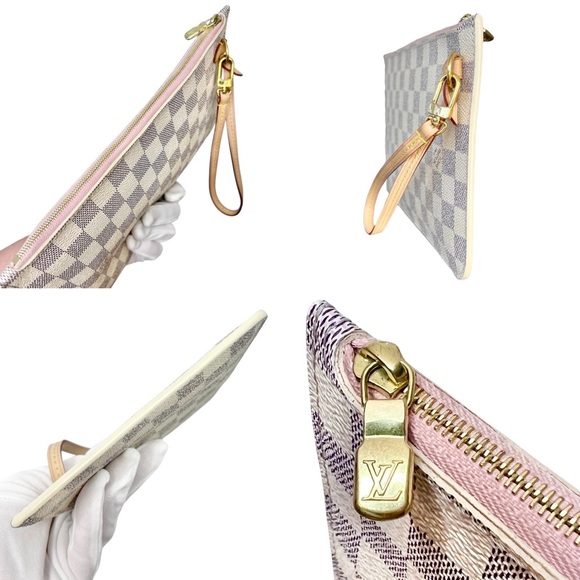 Louis Vuitton Damier Azur Neverfull MM Pouch, Rose Ballerine Pink Interior, COA - Picture 11 of 15